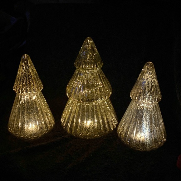 Other - EUC 3 Glass Lighted Christmas Trees